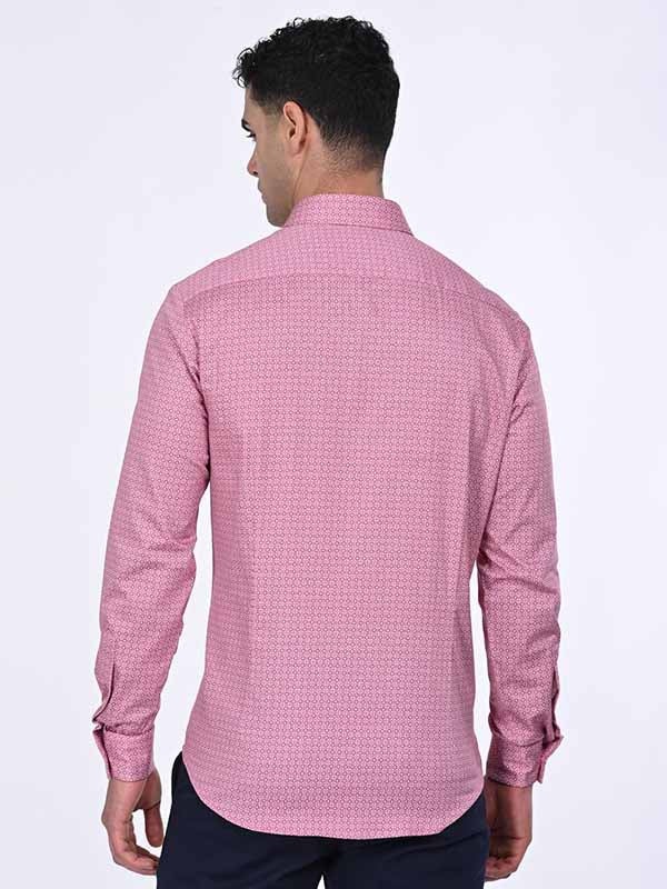Indian Terrain Men's Regular Fit Full Sleeve All Over Print Pink Shirt